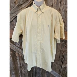 Vintage ralph lauren Blake short sleeve yellow cotton casual button up L FLAW -